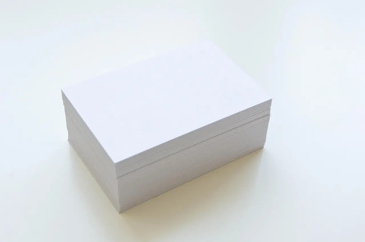 A stack of blank white cards